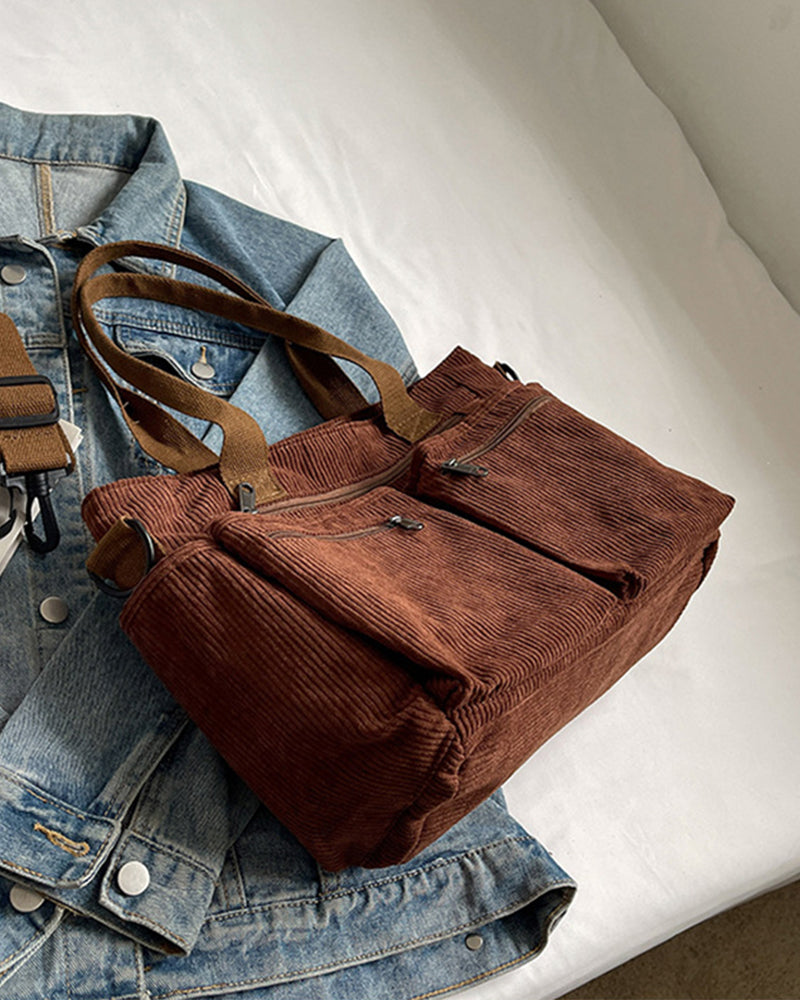 WW | Solid-colored railroad fleece shopping bag