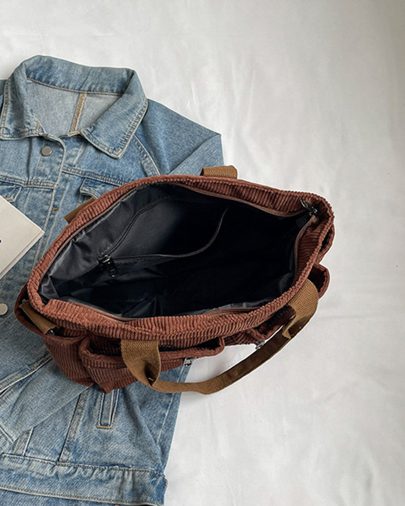 WW | Solid-colored railroad fleece shopping bag