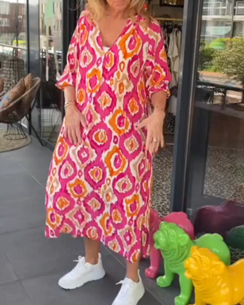 WW | Kleid mit Motivdruck und Halbärmeln