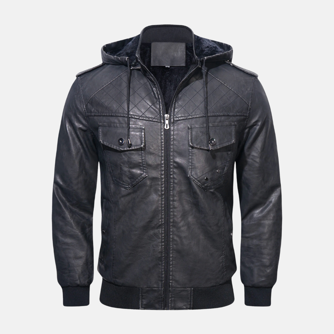 WW | Lederjacke mit Kapuze