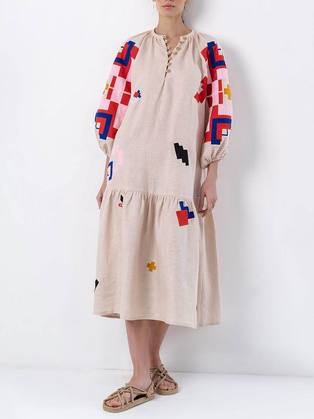 Unique, ethnically printed, lightweight maxi dress