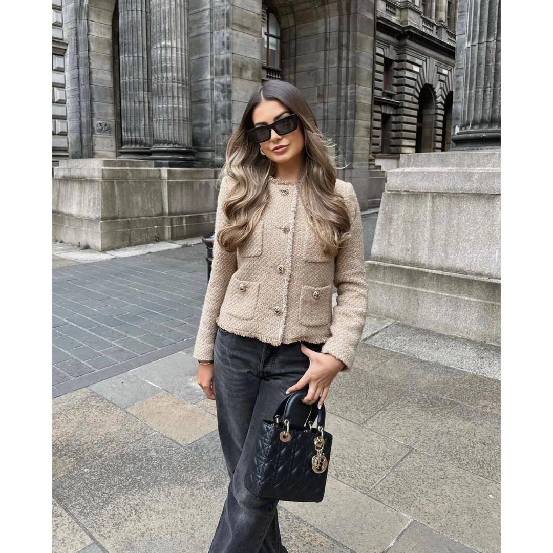 WW | Button-Front Tweed-Jacke - Boxy Fit - Elegante Alltagslage