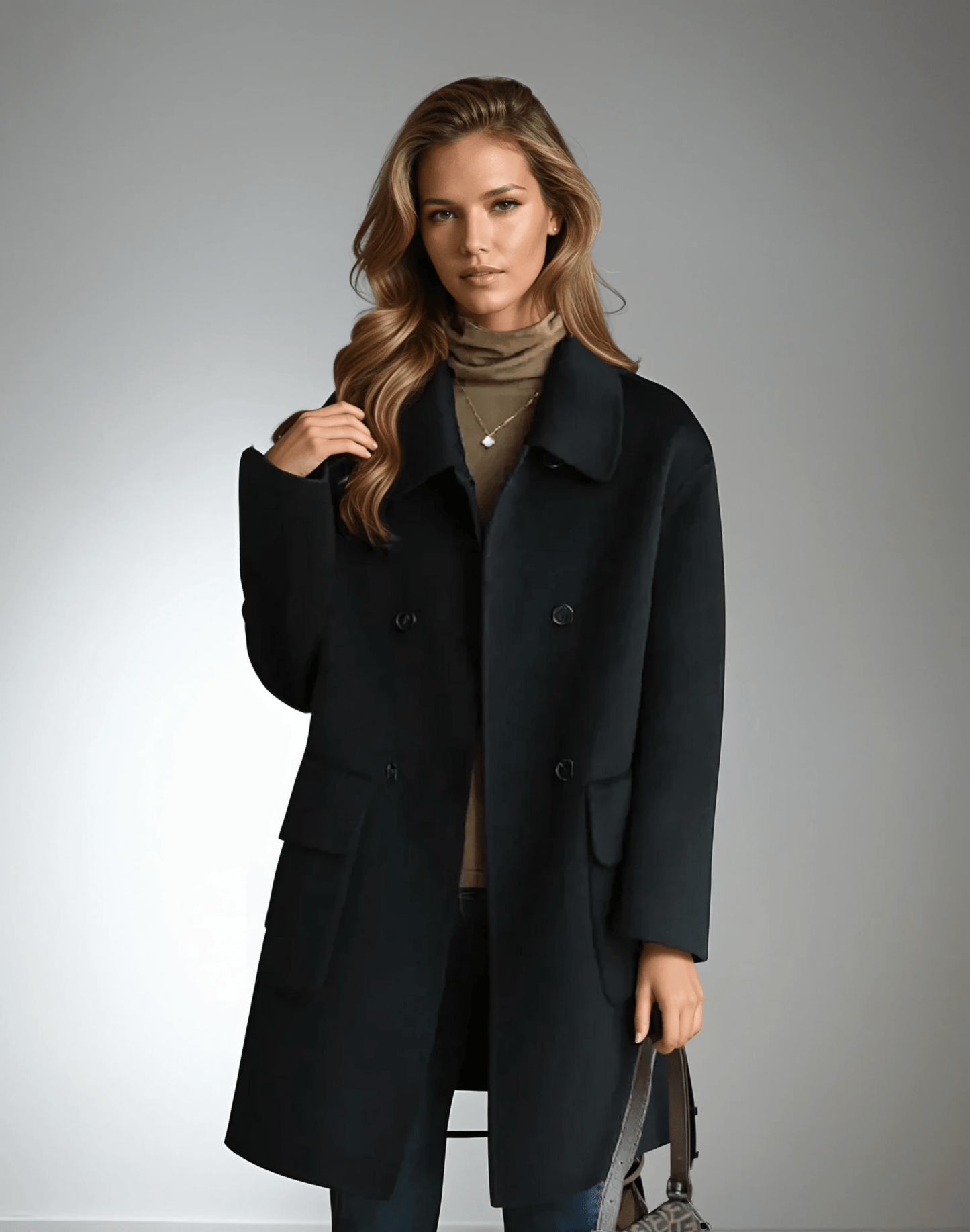 WW | Blend Kragenmantel - Boxy Mid-Length Outerwear mit aufgesetzten Taschen