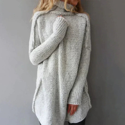 WW | Sweater Übergröße Passform Chunky Knit Hoher Kragen Wollmischung Lange Ärmel