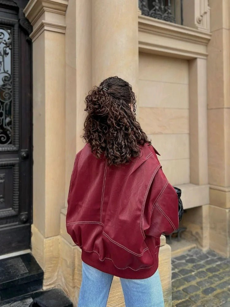 WW | Kunstleder Bomberjacke - Lockere Passform - Veganes Leder - Streetwear-Essential