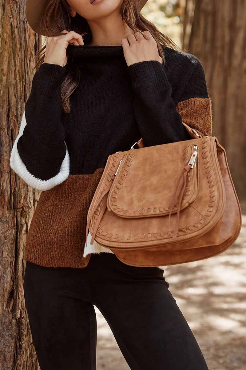WW | Warmer Pullover mit trendigem Blockfarbenmuster für Frauen