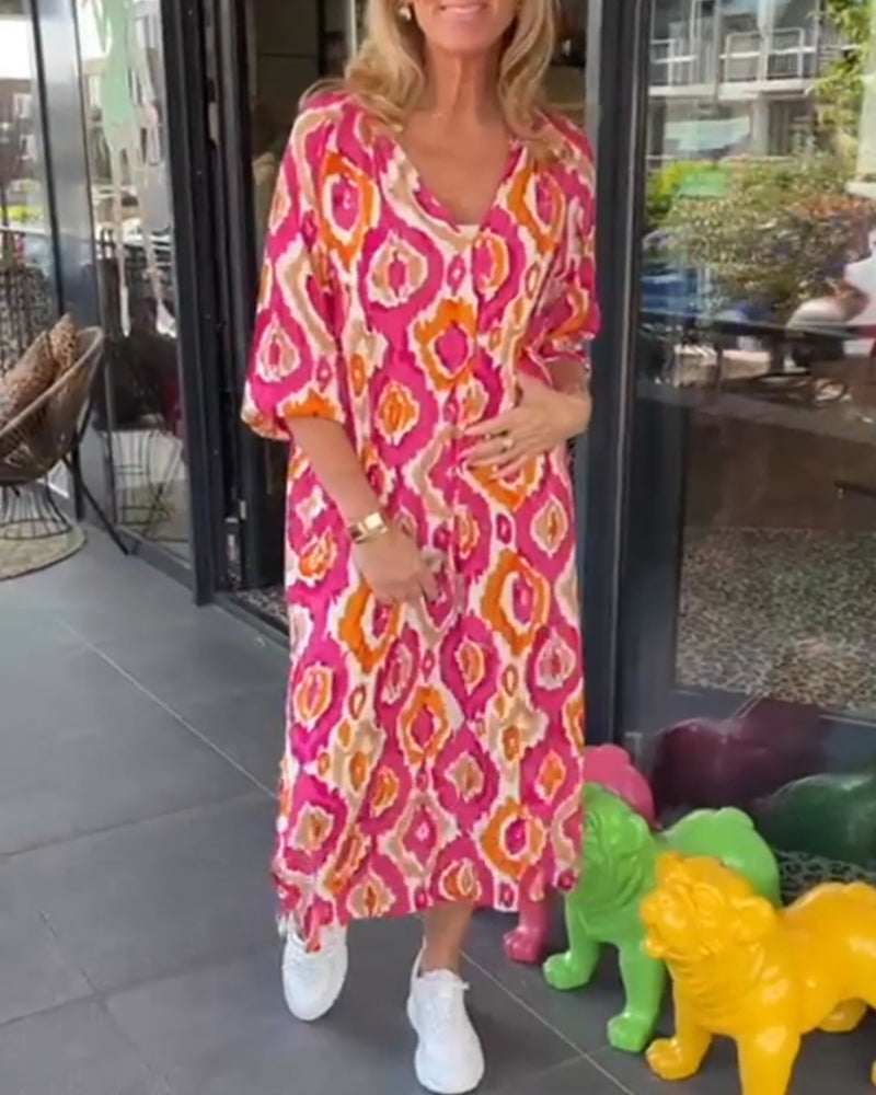 WW | Kleid mit Motivdruck und Halbärmeln