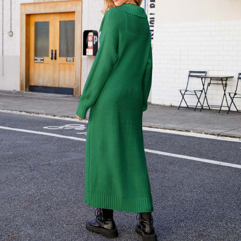 WW | Lange, Lockere Einfarbige Strickjacke