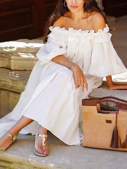 Giselle – Chic Off-the-Shoulder Midi Dress