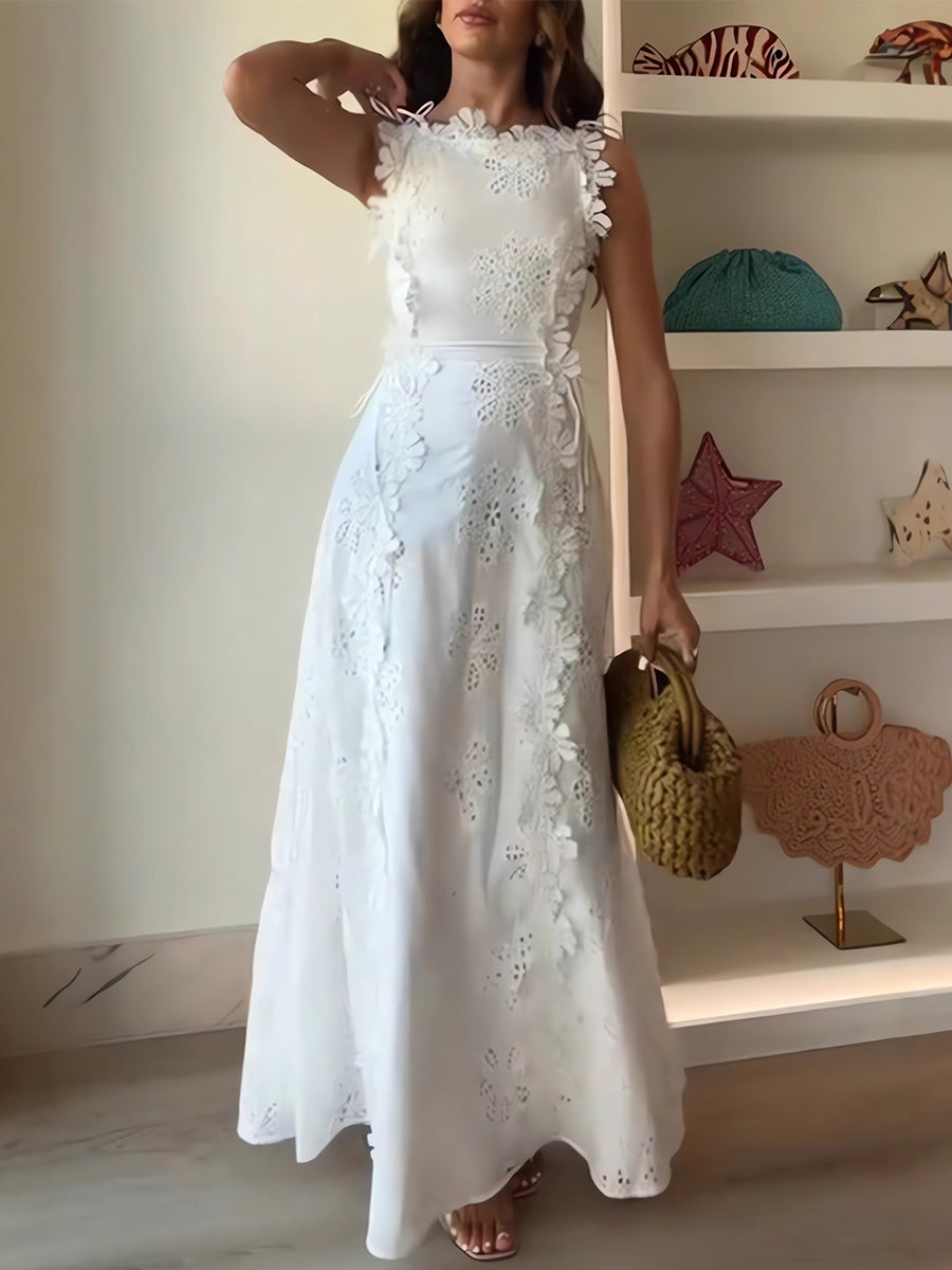 SYLARA™ | Dreamy Lace Shoulder Dress