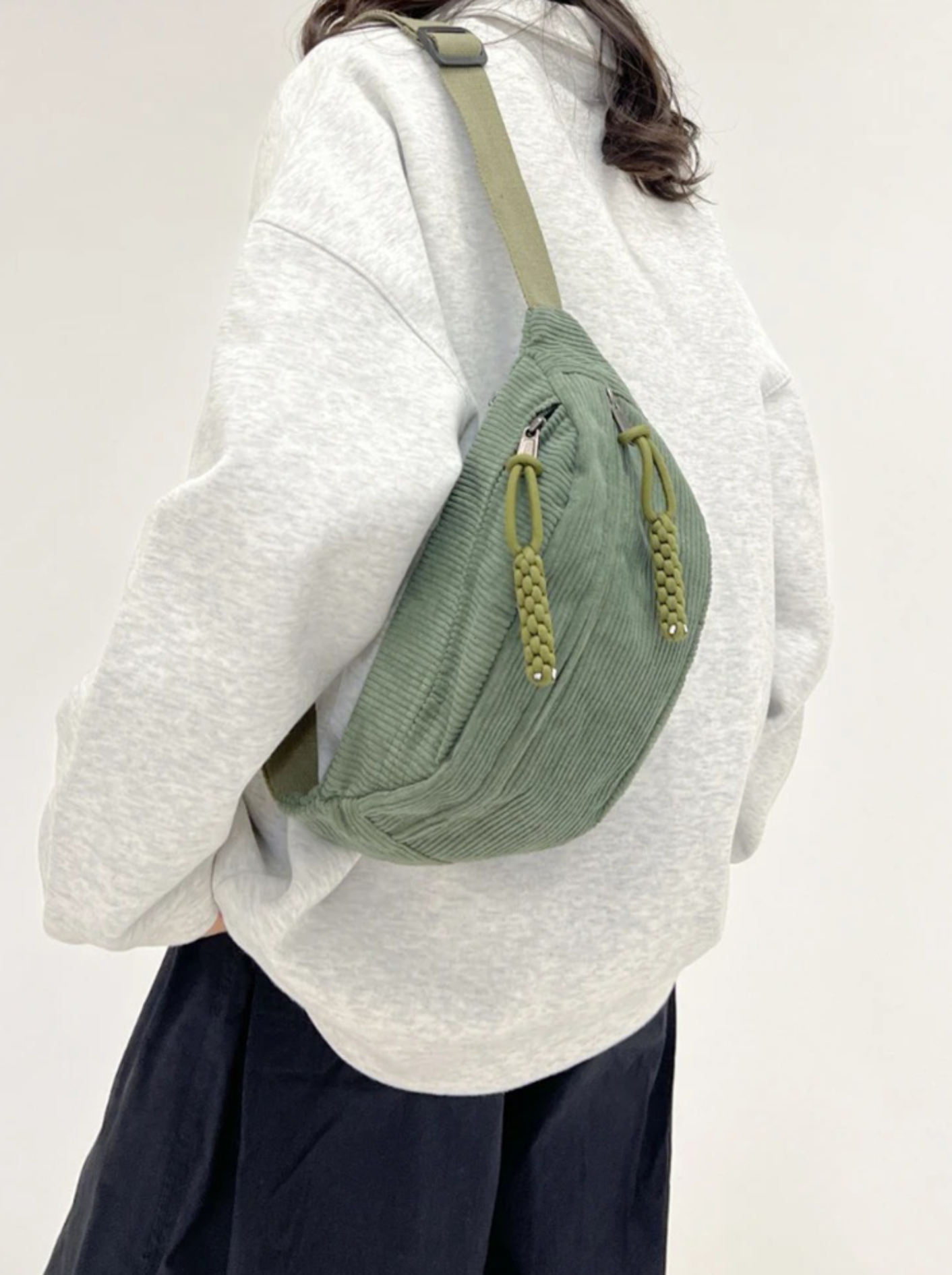 WW | Corduroy Fanny Pack Green Shoulder Bag
