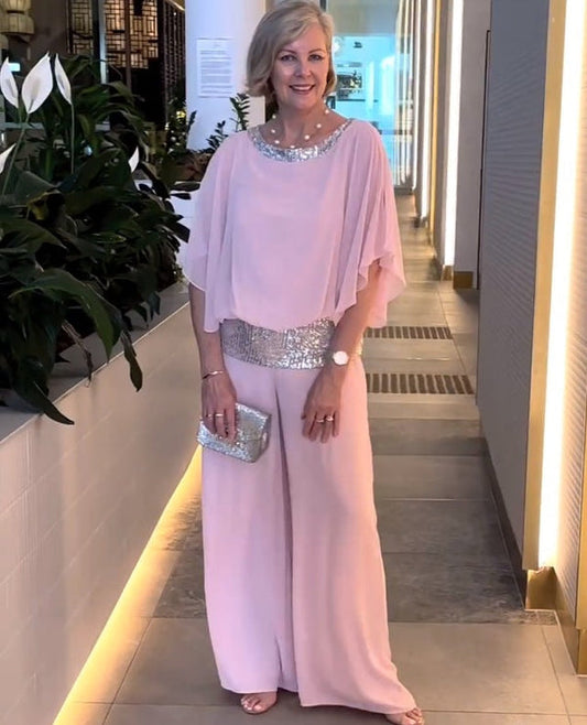 Amalie | Elegantes zweiteiliges Set mit Pailletten-Blockfarben