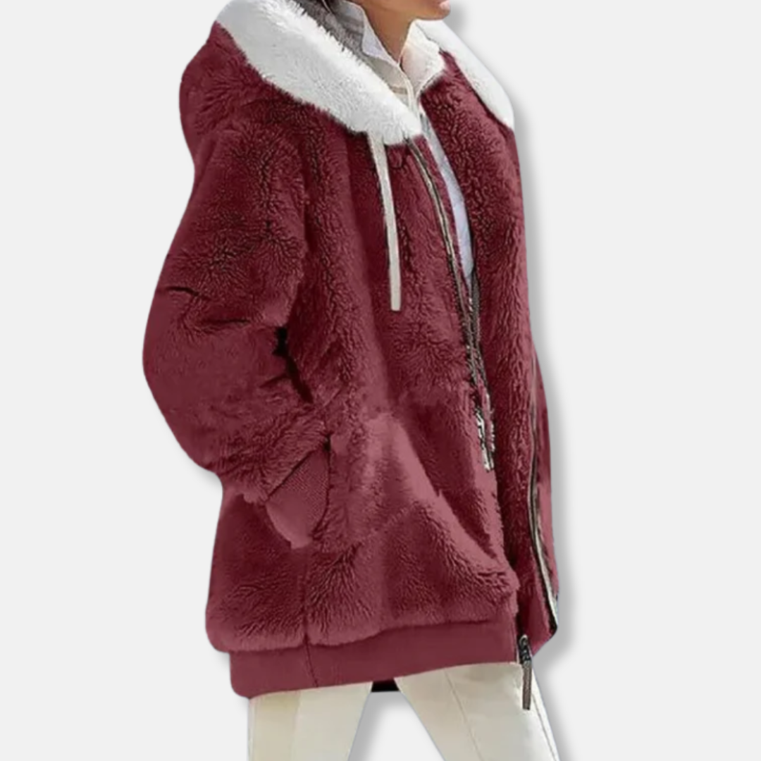 WW | Fleece Übergroße Fleecejacke - Kapuzen-Reißverschlussjacke