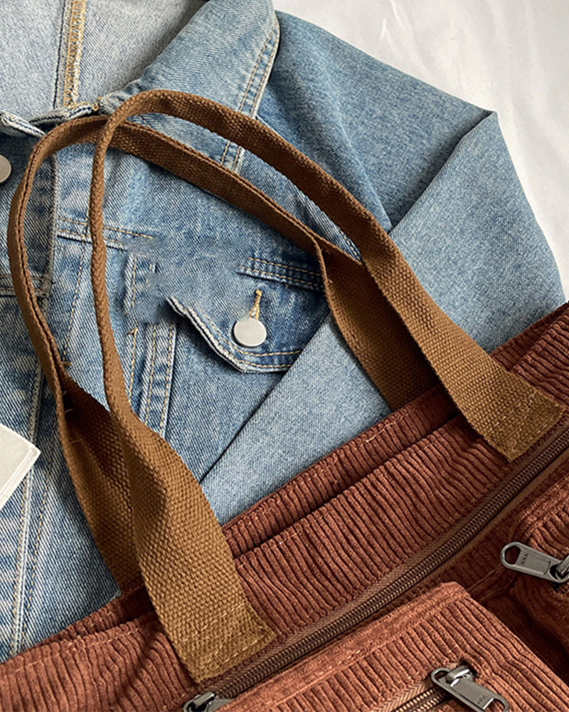 WW | Solid-colored railroad fleece shopping bag