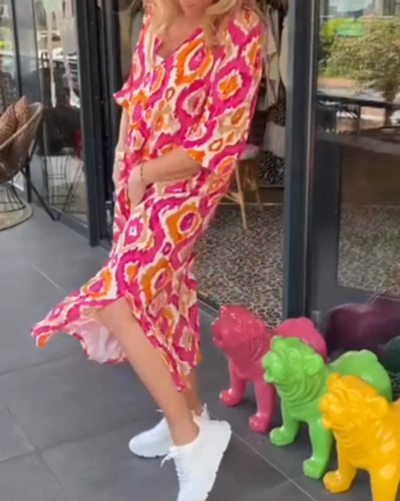 WW | Kleid mit Motivdruck und Halbärmeln