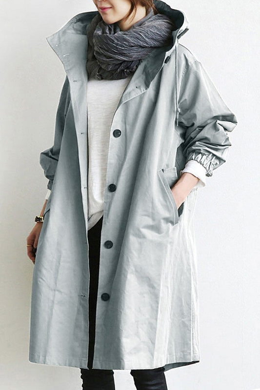 WW | Trenchcoat Lockeres Modell Punktkragen Elastische Bündchen Seitentaschen