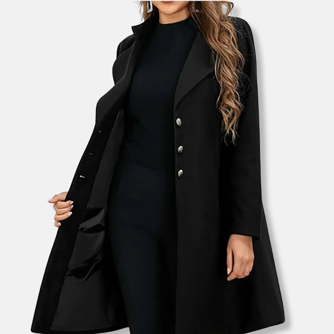 WW | Wollmantel Slim Fit Midi Länge Doppelte Knöpfe Reverskragen