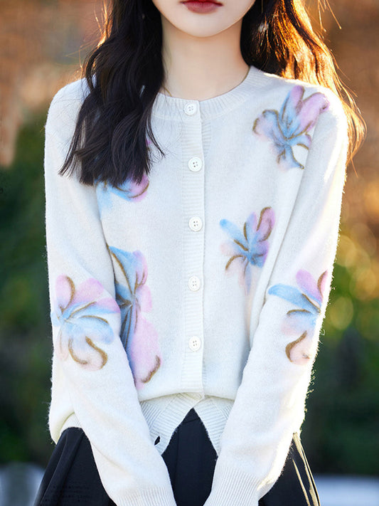 WW | Strickjacke mit floralem Muster