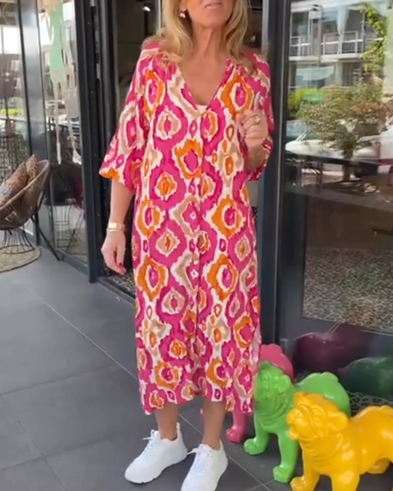 WW | Kleid mit Motivdruck und Halbärmeln