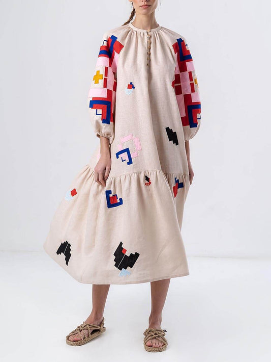 Unique, ethnically printed, lightweight maxi dress