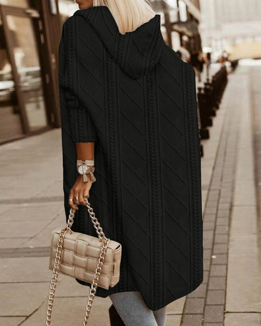 WW | Long textured hooded cape