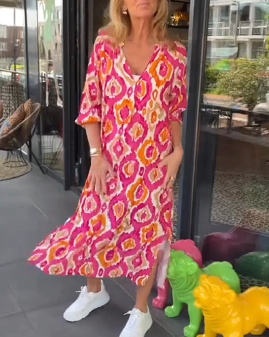 WW | Kleid mit Motivdruck und Halbärmeln