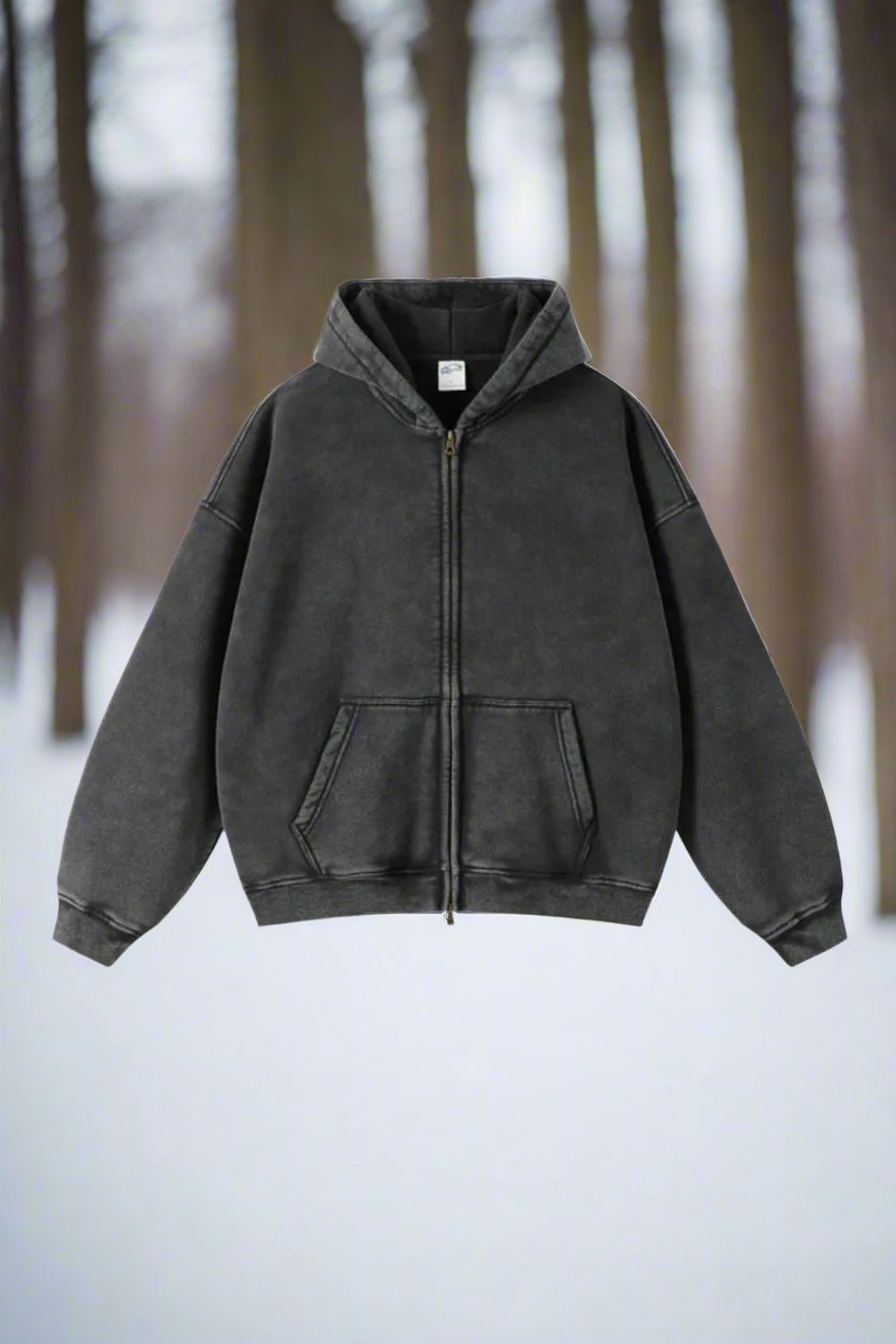 WW | Hooded Sweatshirt Zipper Ribbed Cuffs Comfortable And Warm
