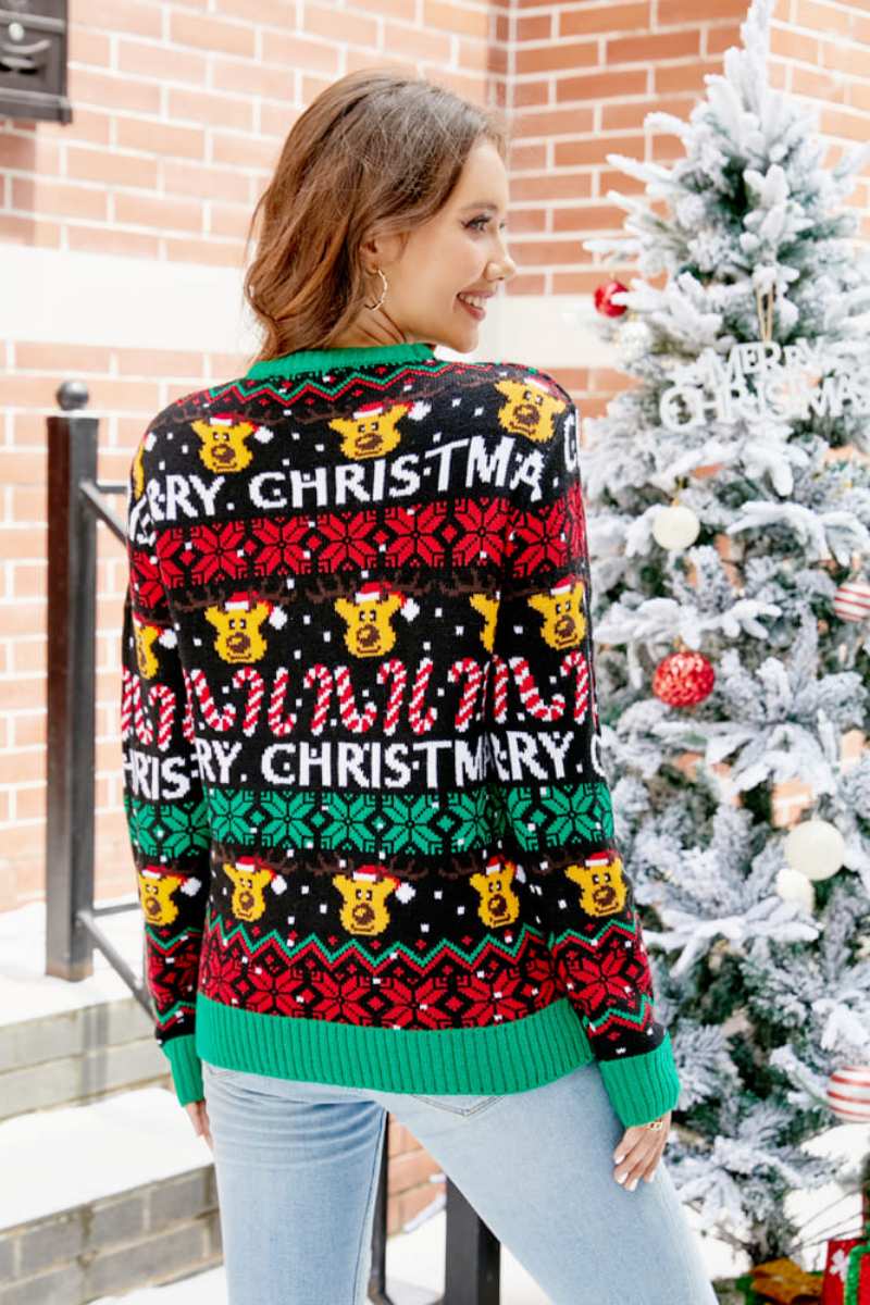 WW | Weihnachts Cartoon Rentier Strickpullover