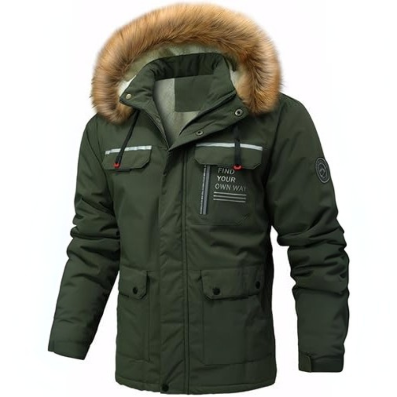 WW | Men's Winter Jacket with Adjustable Hood and Pocket Detail Design