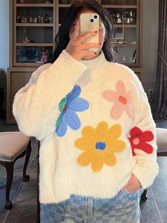 WW | Elegant Floral Knit Sweater