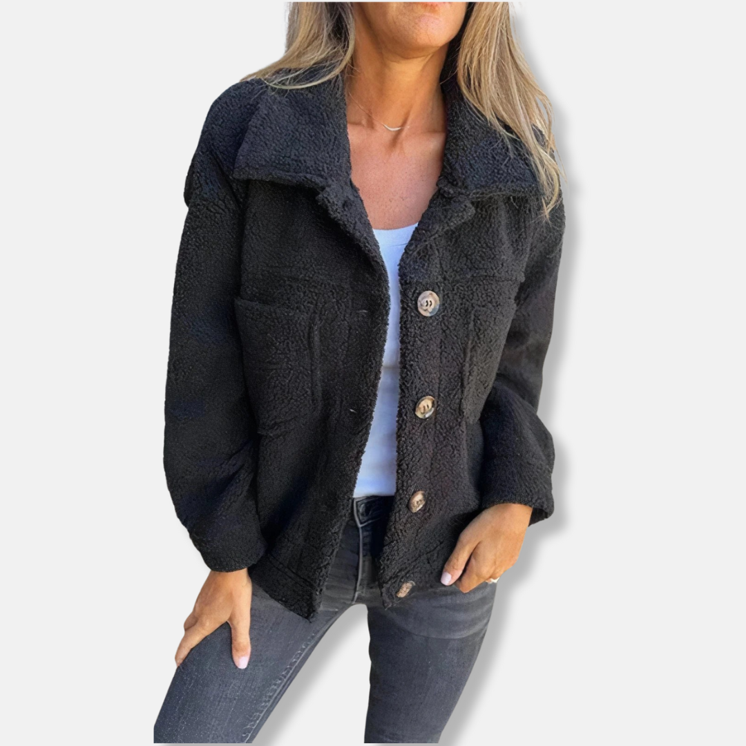WW | Sherpa Jacket Soft Fluffy Texture Relaxed Fit Button Closure And Pockets