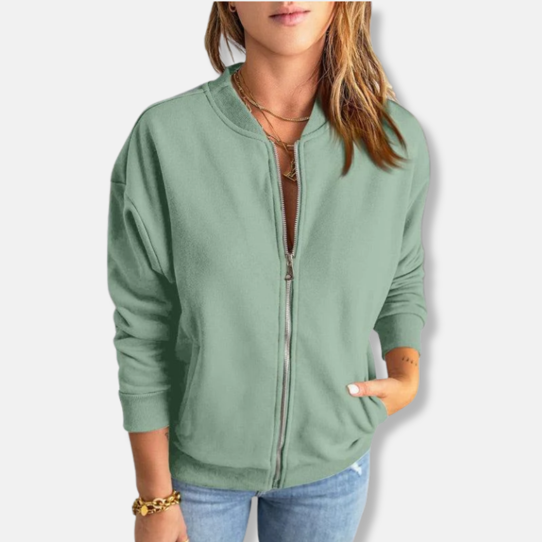 WW | Jacke - Leichtes Design - Lockere Passform - Reißverschluss - Rippkante Lässiger Look