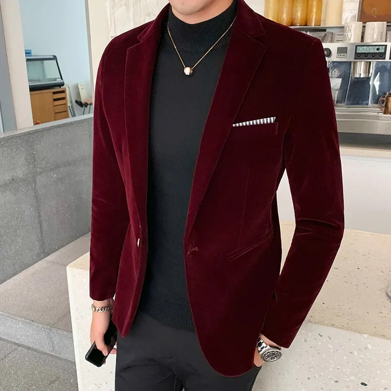 WW | Slim Fit Luxurious Velvet Single-Breasted Formal Cut