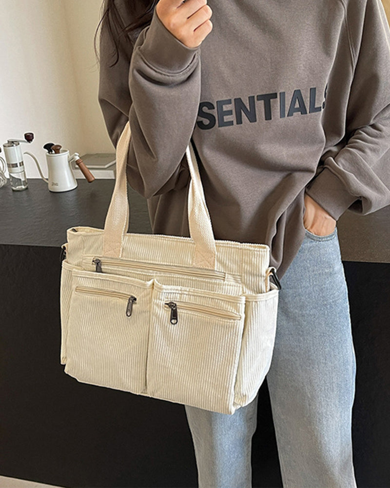 WW | Solid-colored railroad fleece shopping bag