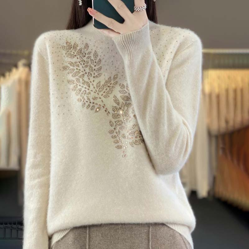 WW | Knitted Sweater with Pretty Leaf Pattern