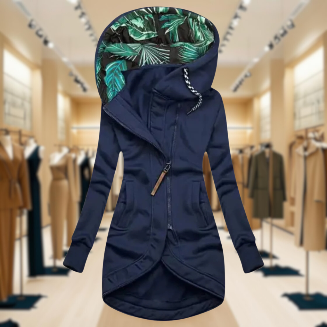 WW | Lightweight Rain Jacket with Hood and Asymmetrical Zipper
