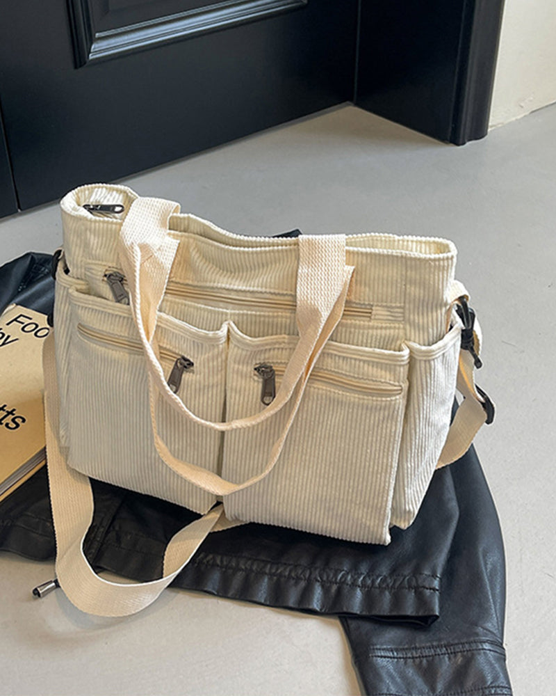 WW | Solid-colored railroad fleece shopping bag