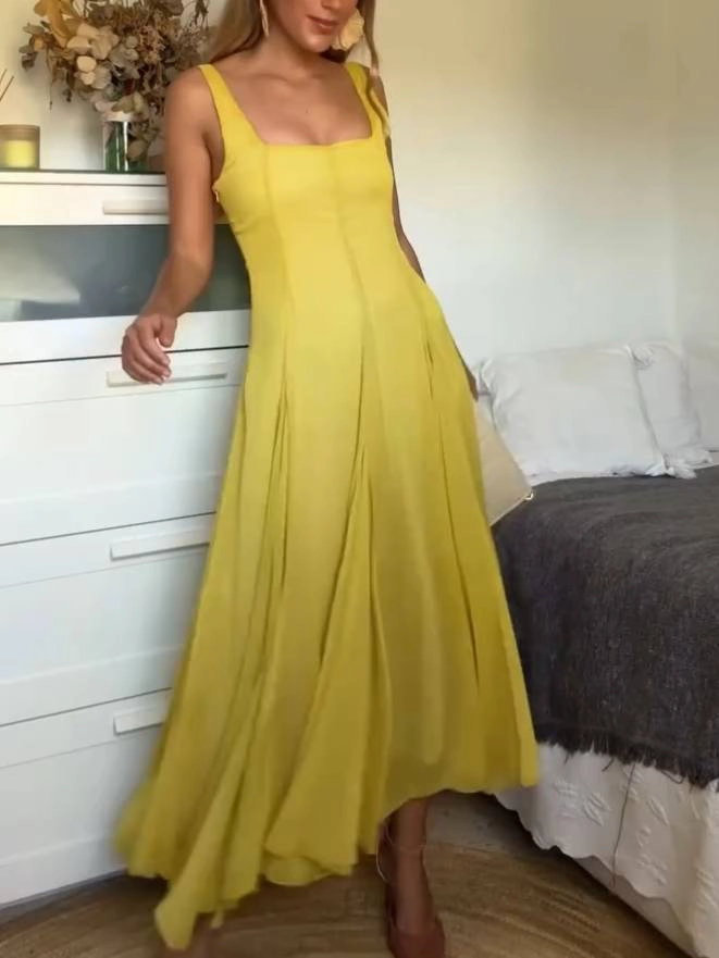Square neck strap dress