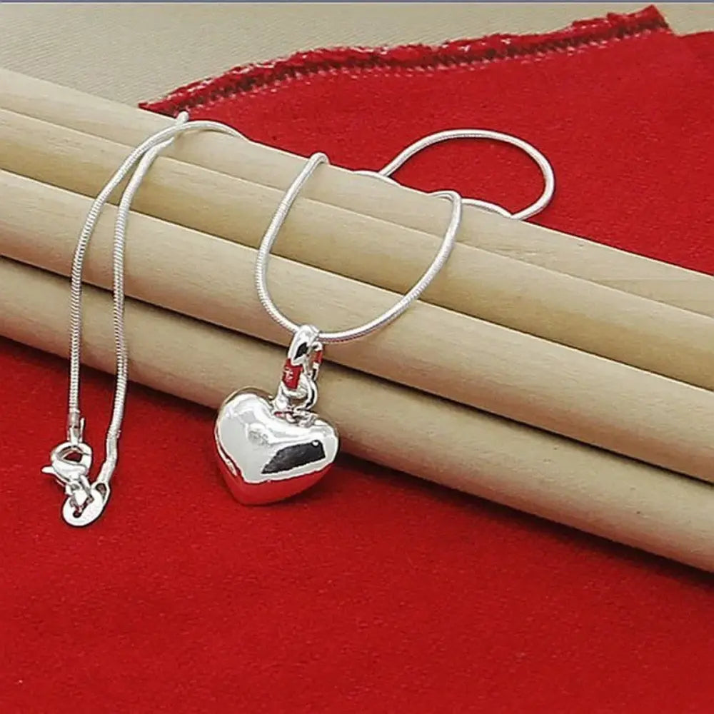 WW | Sterling Silber Massiv Herz Kette Schlangenkette Für Damen