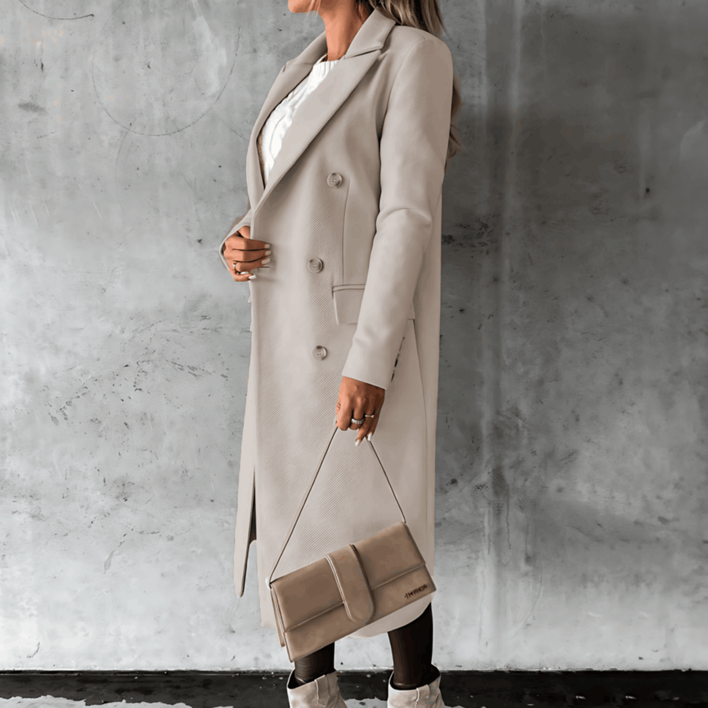 WW | Long Elegant Smart Casual Jacket with Buttons and High Collar