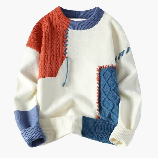 WW | Patchwork Strickpullover im modernen Design - Perfekt für Herbst und Winter