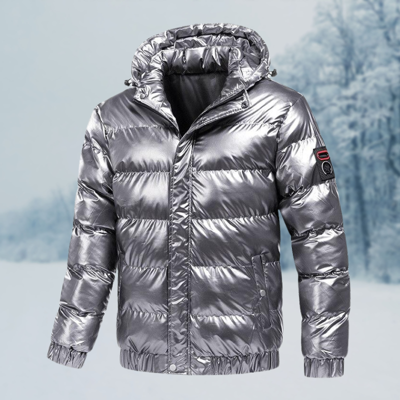WW | Stylische Glänzende Pufferjacke mit Kapuze für Herren