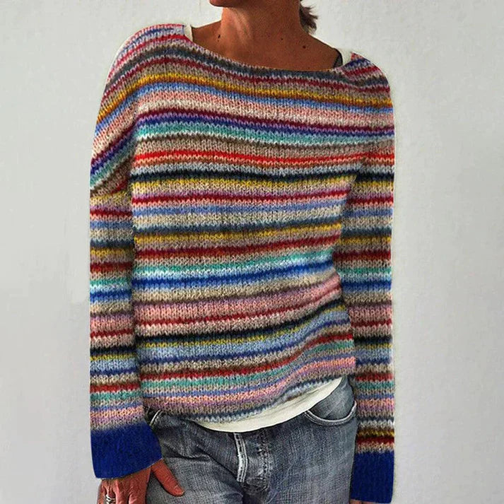 WW | Eleganter gestreifter Langarmpullover