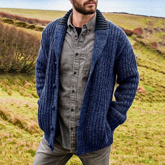 WW | Strickjacke Dicke Strickware Offene Front Gerippt Mit Schalkragen Bequeme Passform