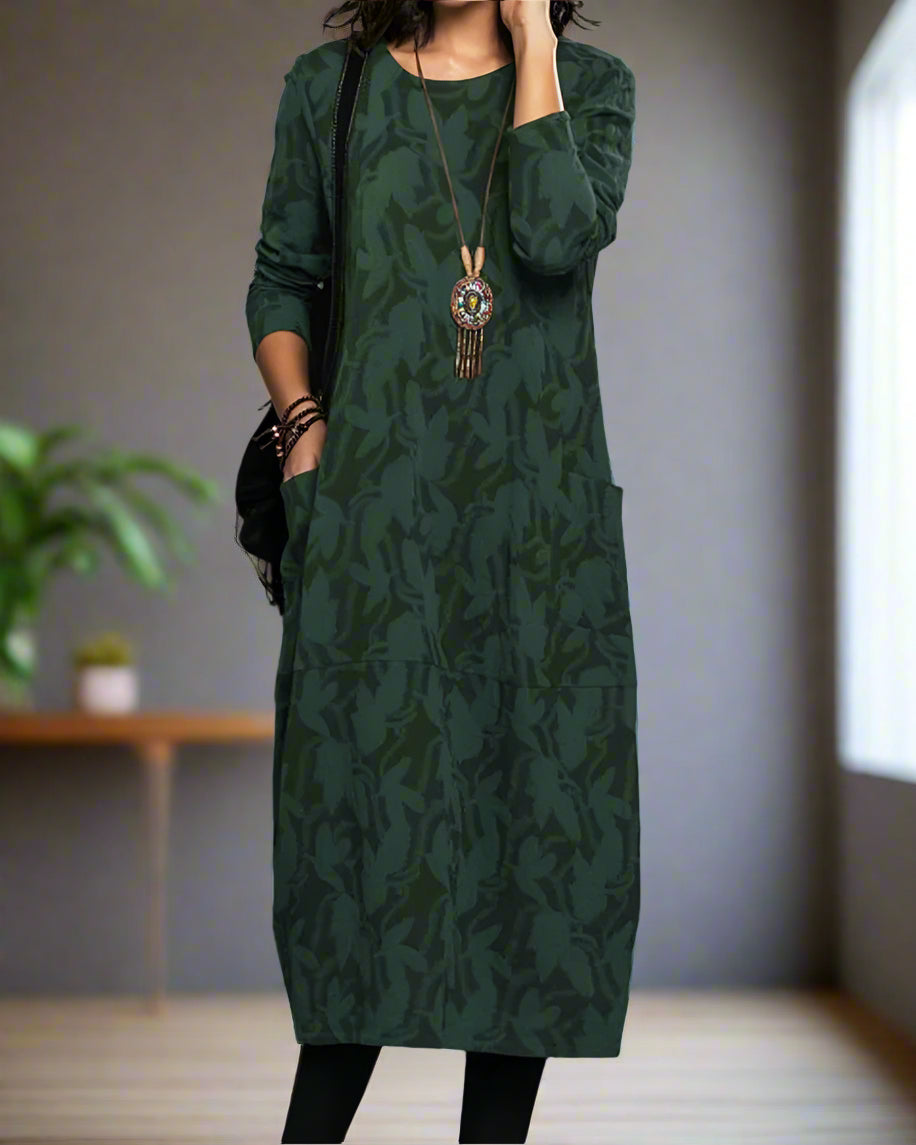 WW | Kleid Mit Langen Ärmeln, Auffälligem Druck Und Bequemen Taschen