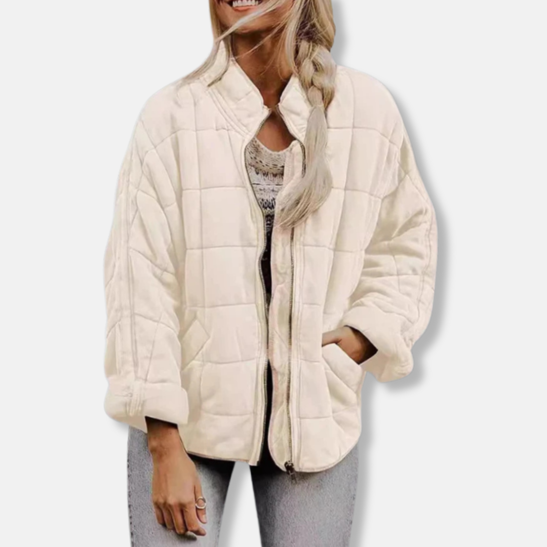 WW | Women's Quilted Coat – Plus Size – Stand-Up Collar – Full Zip Long Sleeves