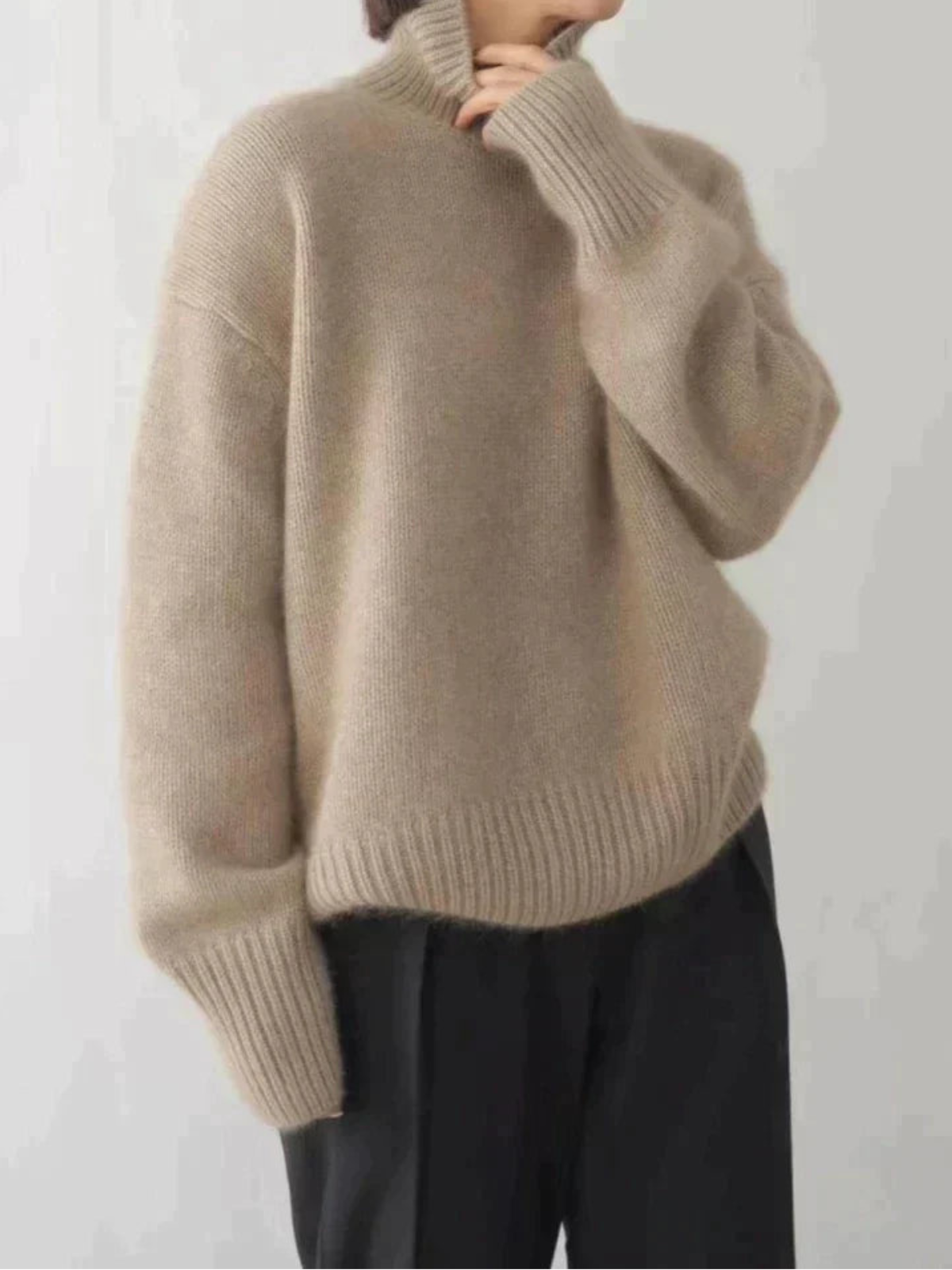 WW | Korean Style Oversize Turtleneck - Fashionable Knitted Sweater for Autumn and Winter