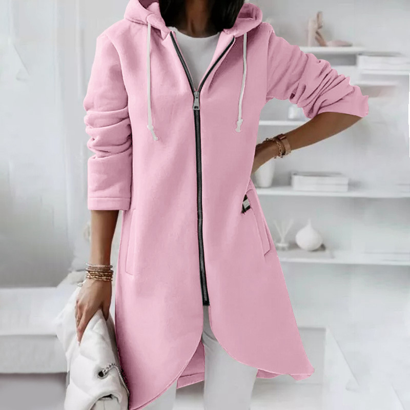 WW | Hoodie Relaxed Fit Zipper Cotton Blend Medium Length