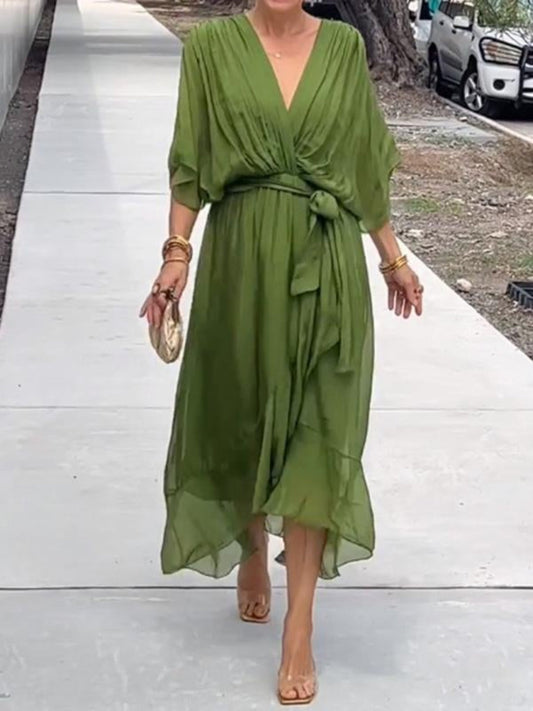 Taylor - Stylish and Elegant Chiffon Dress with V-neck