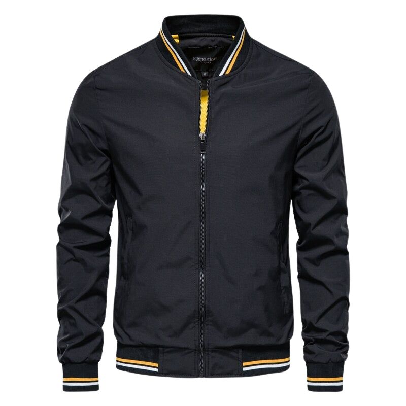 WW | Herren Winterjacke Mit Vorderem Reißverschluss Und Geripptem Saum